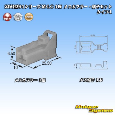 画像1: 矢崎総業 250型91シリーズ M-LCタイプ 非防水 1極 メスカプラー・端子セット タイプ1