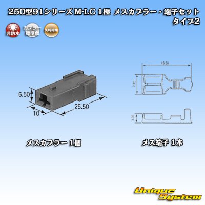 画像1: 矢崎総業 250型91シリーズ M-LCタイプ 非防水 1極 メスカプラー・端子セット タイプ2