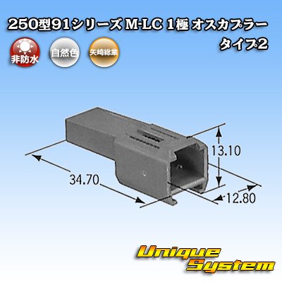 画像1: 矢崎総業 250型91シリーズ M-LCタイプ 非防水 1極 オスカプラー タイプ2