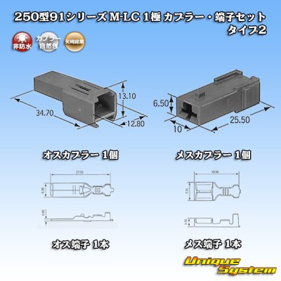 画像1: 矢崎総業 250型91シリーズ M-LCタイプ 非防水 1極 カプラー・端子セット タイプ2