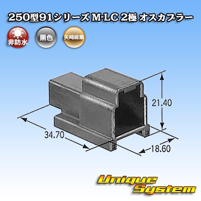 画像1: 矢崎総業 250型91シリーズ M-LCタイプ 非防水 2極 オスカプラー タイプ1