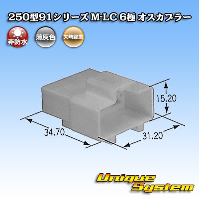 画像1: 矢崎総業 250型91シリーズ M-LCタイプ 非防水 6極 オスカプラー