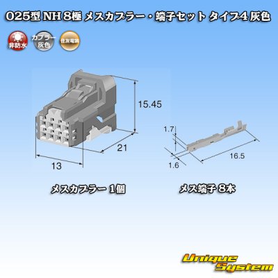 画像1: 住友電装 025型 NH 非防水 8極 メスカプラー・端子セット タイプ4 灰色