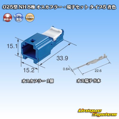 画像1: 住友電装 025型 NH 非防水 8極 オスカプラー・端子セット タイプ5 青色