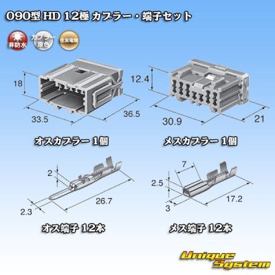 画像1: 住友電装 090型 HD 非防水 12極 カプラー・端子セット