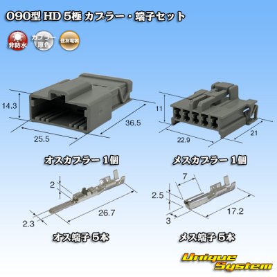 画像1: 住友電装 090型 HD 非防水 5極 カプラー・端子セット