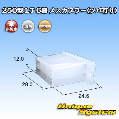 画像1: 住友電装 250型 LT 非防水 6極 メスカプラー(ツバ有り)