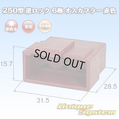 画像1: 住友電装 250型 逆ロック 非防水 6極 オスカプラー 赤色