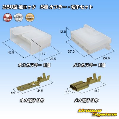 画像1: 住友電装 250型 逆ロック 非防水 8極 カプラー・端子セット