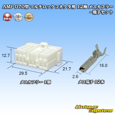 画像1: タイコエレクトロニクス AMP 070型 マルチロックコネクタ用 非防水 12極 メスカプラー・端子セット