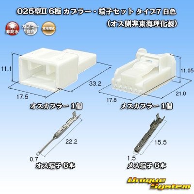 画像1: 東海理化 025型II 非防水 6極 カプラー・端子セット タイプ7 (オス側非東海理化製/メスカプラー白色)