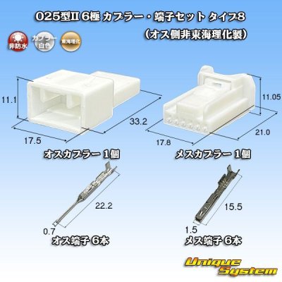 画像1: 東海理化 025型II 非防水 6極 カプラー・端子セット タイプ8 (オス側非東海理化製)