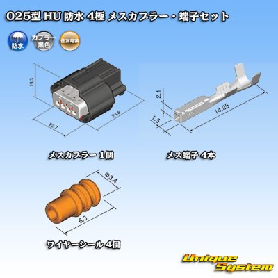 画像1: 旧三菱電線工業(現古河電工) 025型 HU 防水 4極 メスカプラー・端子セット