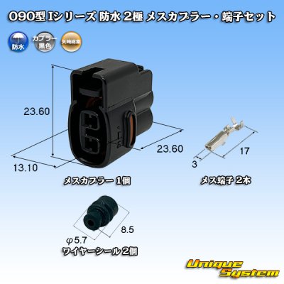 画像1: 矢崎総業 090型I 防水 2極 メスカプラー・端子セット