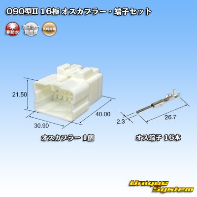 画像1: 矢崎総業 090型II 非防水 16極 オスカプラー・端子セット