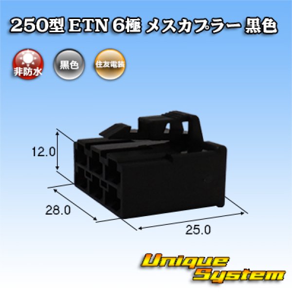 画像1: 住友電装 250型 ETN 非防水 6極 メスカプラー 黒色 (1)