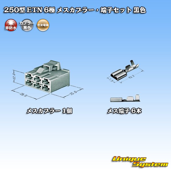 画像4: 住友電装 250型 ETN 非防水 6極 メスカプラー・端子セット 黒色 (4)