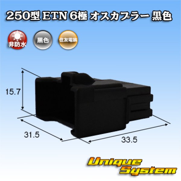 画像1: 住友電装 250型 ETN 非防水 6極 オスカプラー 黒色 (1)