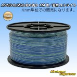 画像: 住友電装 AVSS 0.5SQ 切り売り 1M 青/若葉 ストライプ