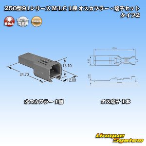 画像: 矢崎総業 250型91シリーズ M-LCタイプ 非防水 1極 オスカプラー・端子セット タイプ2