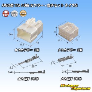 画像: 住友電装 090型 TS 非防水 16極 カプラー・端子セット タイプ2