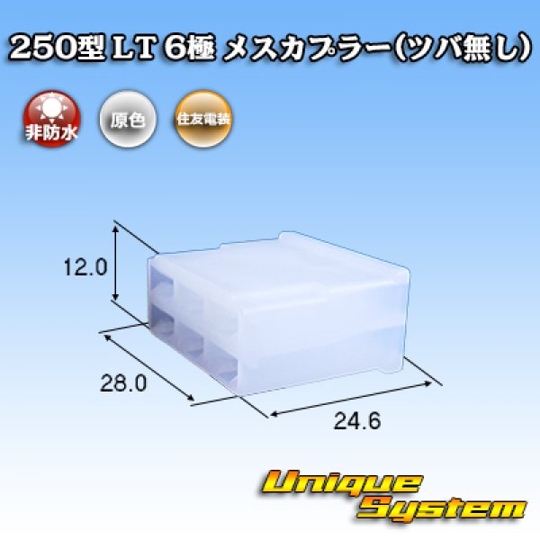 画像1: 住友電装 250型 LT 非防水 6極 メスカプラー(ツバ無し) (1)