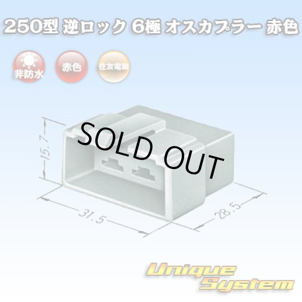 画像4: 住友電装 250型 逆ロック 非防水 6極 オスカプラー 赤色 (4)