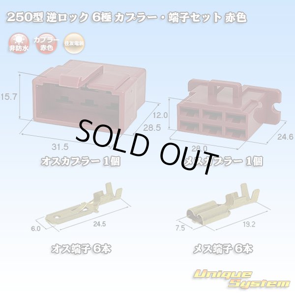 画像1: 住友電装 250型 逆ロック 非防水 6極 カプラー・端子セット 赤色 (1)