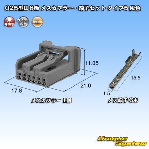 画像: 東海理化 025型II 非防水 6極 メスカプラー・端子セット タイプ5 灰色