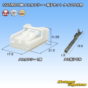 画像: 東海理化 025型II 非防水 6極 メスカプラー・端子セット タイプ5 白色