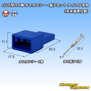 画像: 025型II 非防水 6極 オスカプラー・端子セット タイプ6 青色 (非東海理化製)