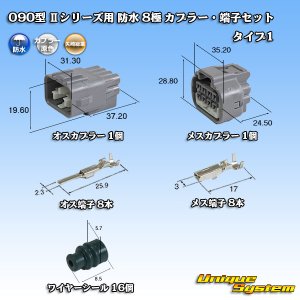 画像: 矢崎総業 090型II 防水 8極 カプラー・端子セット タイプ1