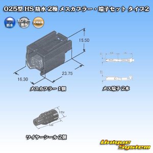 画像: 矢崎総業 025型 HS 防水 2極 メスカプラー・端子セット タイプ2