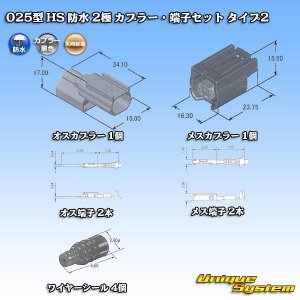 画像: 矢崎総業 025型 HS 防水 2極 カプラー・端子セット タイプ2