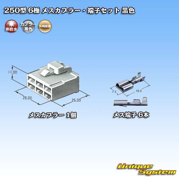 画像4: 矢崎総業 250型 CN(A) 非防水 6極 メスカプラー・端子セット 黒色 (4)