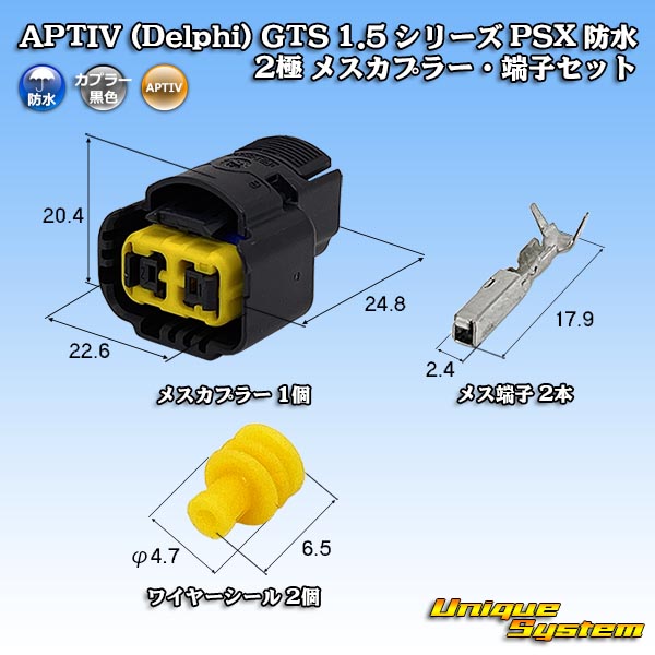 画像1: APTIV (Delphi) GTS 1.5 シリーズ PSX 防水 2極 メスカプラー・端子セット (1)