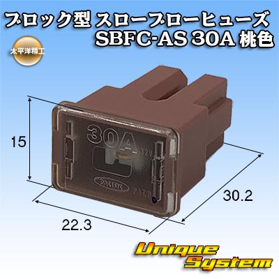 太平洋精工 ブロック型 スローブローヒューズ SBFC-AS 30A 桃色 3037 - ユニークシステム