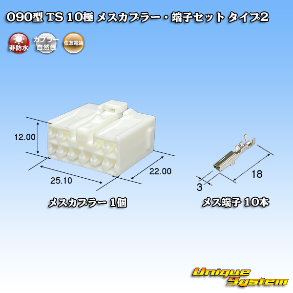 画像1: 住友電装 090型 TS 非防水 10極 メスカプラー・端子セット タイプ2 (1)