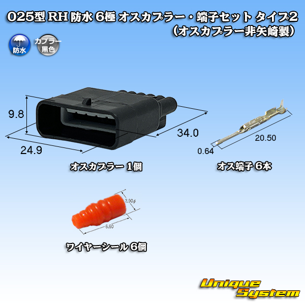 画像1: 025型 RH 防水 6極 オスカプラー・端子セット タイプ2 (オスカプラー非矢崎総業製) (1)