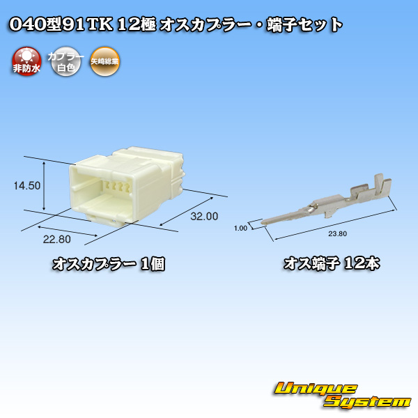 画像1: 矢崎総業 040型91TK 非防水 12極 オスカプラー・端子セット (1)