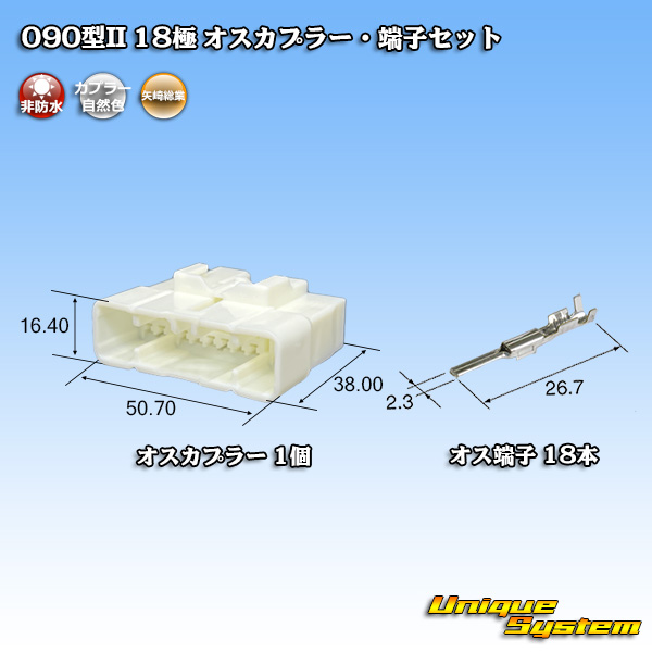 画像1: 矢崎総業 090型II 非防水 18極 オスカプラー・端子セット (1)